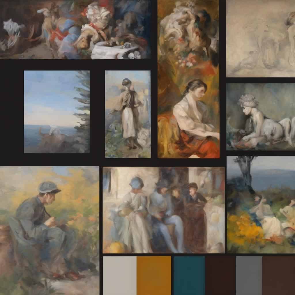 Νεωτεριστικά πορτρέτα και τοπία εμπνευσμένα από την Αναγέννηση, ζωγραφική τέχνη και βιογραφίες καλλιτεχνών.